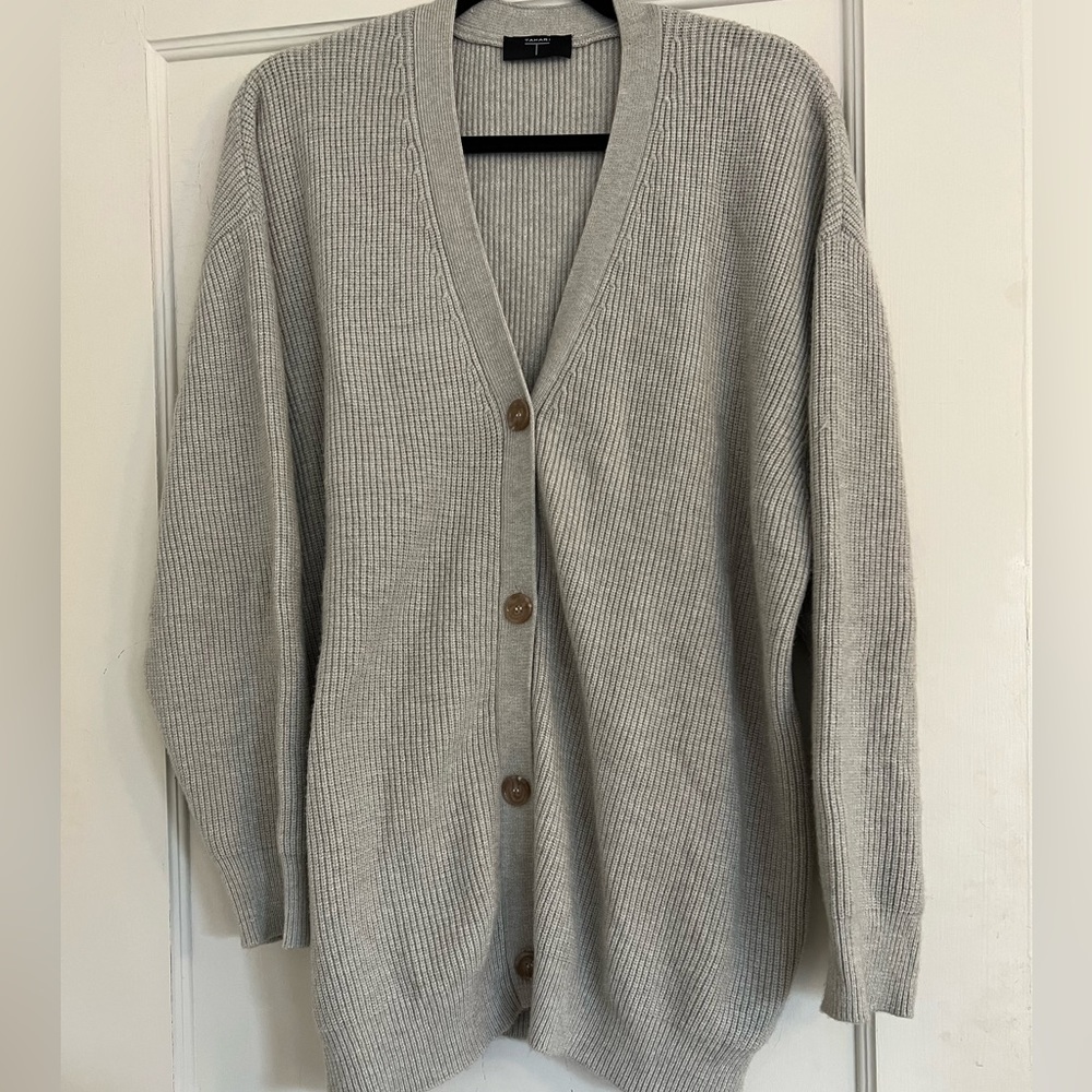 Oversized grey soft knit cardigan sweater with buttons size XL
